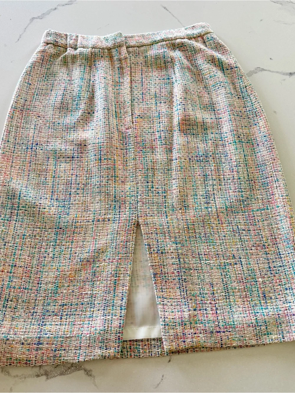 Neiman Marcus Cream Tweed Blazer with Multicolor Thread